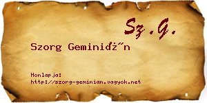 Szorg Geminián névjegykártya
